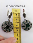 Sterling silver 925 earrings Marcasite lab green topaz