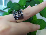 Silver set 925 very long Earrings and ring black