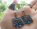 Blue turquoise Women Earrings Sterling SILVER 925