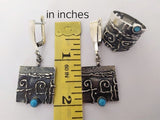 Blue turquoise Women Earrings Sterling SILVER 925