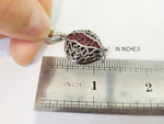 SILVER pendant Pomegranate red pendant zircon stones Charm