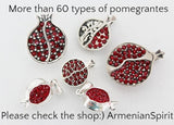 Pomegranate big pendant red zircon stones STERLING SILVER 925