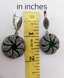 Sterling silver 925 earrings Marcasite lab green topaz