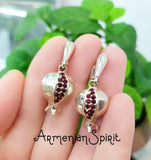 Pomegranate Ring Armenian symbol STERLING SILVER 925 zircon red stones