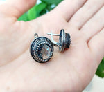 Earrings Silver 925 Gray topaz Vintage grey