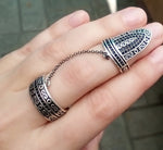 Double ring black SILVER 925 white zircons