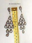 Very long earrings Sterling silver Dangle peacock tail