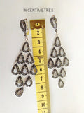 Very long earrings Sterling silver Dangle peacock tail