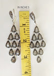 Very long earrings Sterling silver Dangle peacock tail