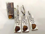 Tree Pendant jewelry set Earrings Ring SILVER 925 Life tree jewelry