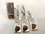 Tree Pendant jewelry set Earrings Ring SILVER 925 Life tree jewelry