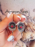 Red Poppy earrings Armenian jewelry Garnet 925 SILVER Poppies