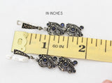 Navy Blue stones earrings Dangle SILVER 925