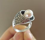 White Pearl SET ring and earrings white pearl Sterling silver 925