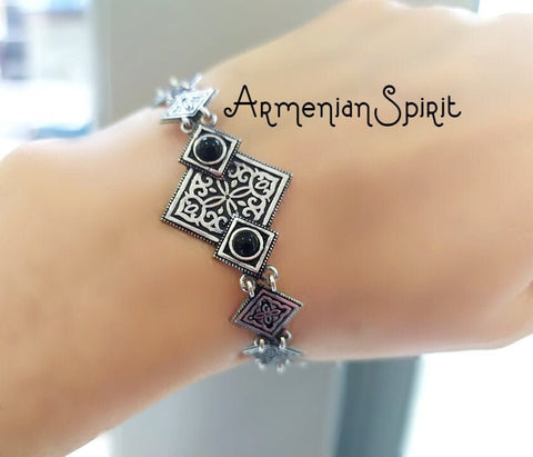 Bracelet Sterling SILVER 925 black onyx Ethnic choose color