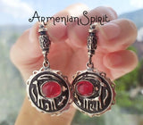Red garnet earrings with goat Gifts for women red STERLING SILVER 925
