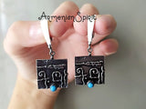 Blue turquoise Women Earrings Sterling SILVER 925