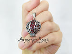 SILVER pendant Pomegranate red pendant zircon stones Charm