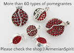 SILVER pendant Pomegranate red pendant zircon stones Charm