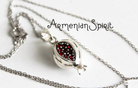 Pomegranate Pendant STERLING SILVER 925 zircon