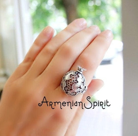 Persephone ring Garnet stones SILVER 925 pomegranate