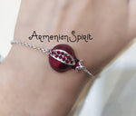 Armenian Pomegranate bracelet 925 SILVER red enamel zircon stones