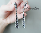 Gothic earrings unusual SILVER 925 Black jewelry goth earring gothic