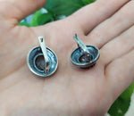 Earrings Silver 925 Gray topaz Vintage grey