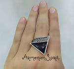 Black Long earrings jewelry geometric traditional SILVER 925
