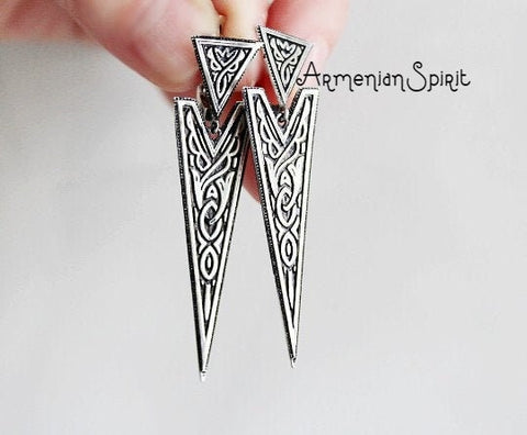 Celtic earrings long  STERLING SILVER 925