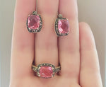 Tiny earrings pink Marcasite 925 Silver Small jewelry