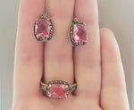 Tiny ring pink Marcasite 925 Silver Small jewelry