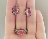 Tiny ring pink Marcasite 925 Silver Small jewelry