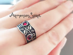 Very long earrings Armenian Jewelry Lab Garnet 925 SILVER