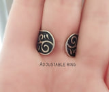 Jewelry set long earrings and adjustable ring Silver 925