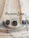 Red Poppy earrings Armenian jewelry Garnet 925 SILVER Poppies