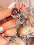 Red Poppy earrings Armenian jewelry Garnet 925 SILVER Poppies