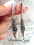 Silver 925 Unusual Long earrings and snake ring