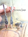 Silver 925 Unusual Long earrings and snake ring