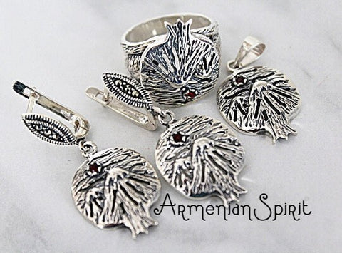 Pomegranate Ararat Mount earrings ring pendant STERLING SILVER 925