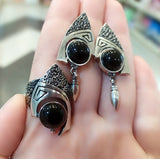 Gothic ring modern jewelry SILVER 925 Black onyx