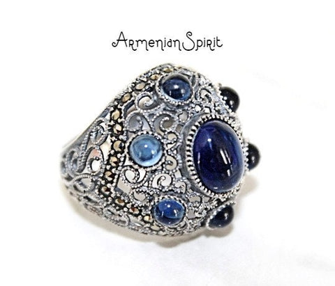 Armenian Jewelry Ring Silver 925 women Multi stone rings