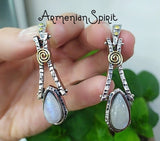 Moon stone beautiful ring women High quality SILVER 925 gold plated