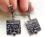 Goth jewelry Black Earrings women Sterling SILVER 925 black