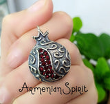 Pomegranate pendant zircon stones SILVER 925