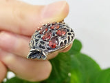 Pomegranate big pendant red zircon stones STERLING SILVER 925