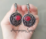 Red garnet earrings with goat Gifts for women red STERLING SILVER 925