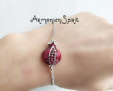 Ring red pomegranate Silver 925 red zircons