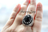 Jewelry set Earrings and ring black SILVER 925 Onyx stone