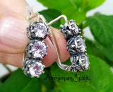 Statement ring Rose Flower jewelry SILVER 925 black zircon stones